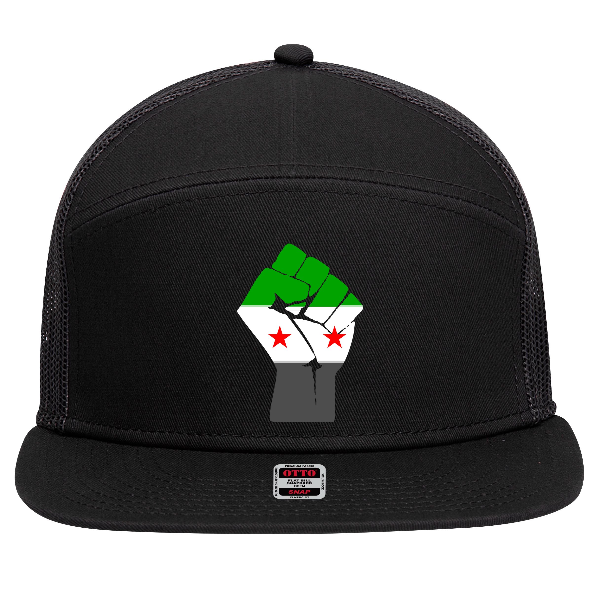 Free Syria Revolution Fist Flag 7 Panel Mesh Trucker Snapback Hat