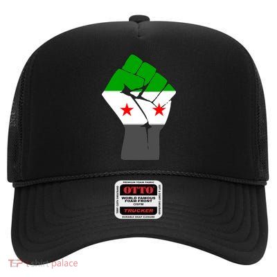 Free Syria Revolution Fist Flag High Crown Mesh Back Trucker Hat