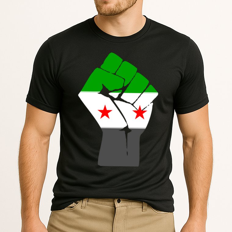 Free Syria Revolution Fist Flag Cooling Performance Crew T-Shirt