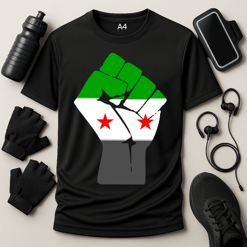 Free Syria Revolution Fist Flag Cooling Performance Crew T-Shirt