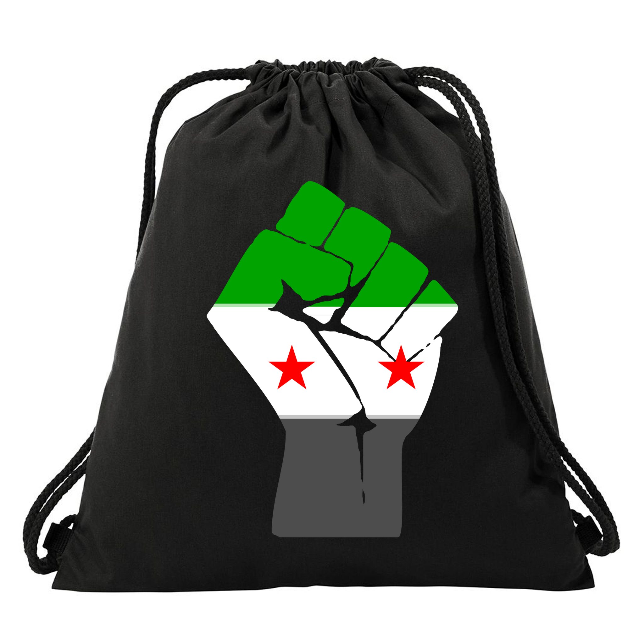 Free Syria Revolution Fist Flag Drawstring Bag