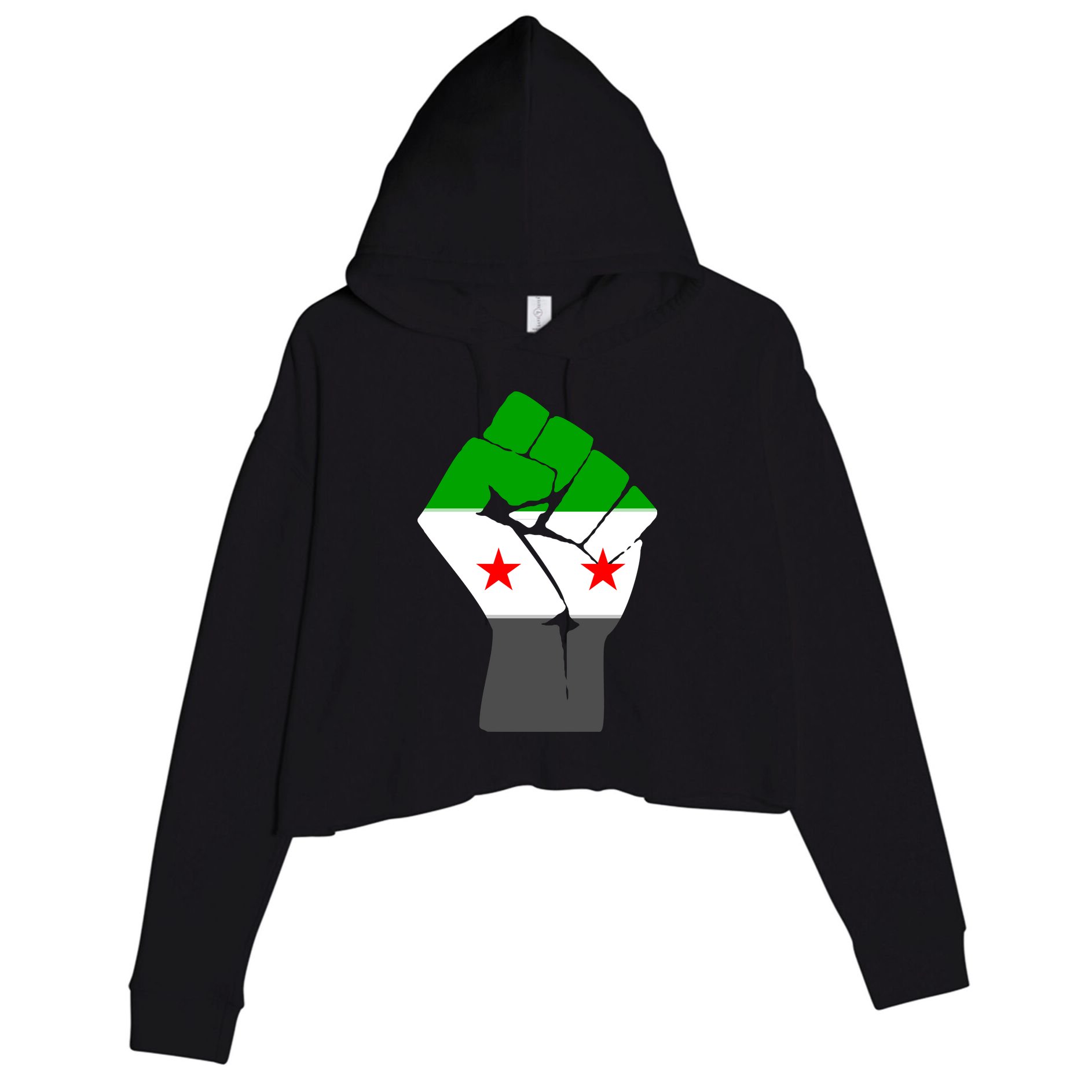 Free Syria Revolution Fist Flag Crop Fleece Hoodie