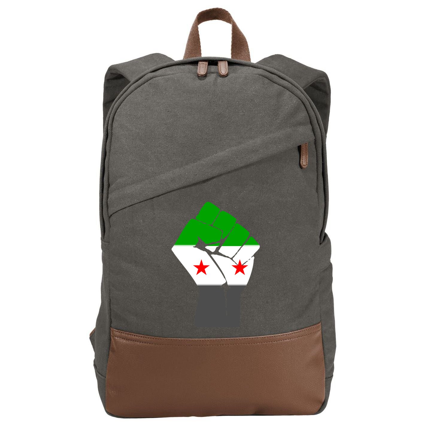 Free Syria Revolution Fist Flag Cotton Canvas Backpack
