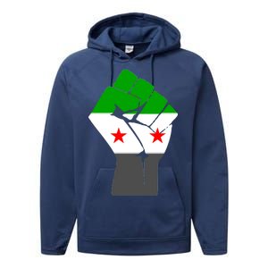 Free Syria Revolution Fist Flag Performance Fleece Hoodie