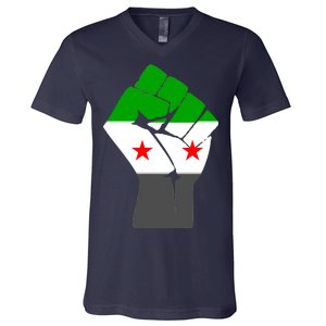 Free Syria Revolution Fist Flag V-Neck T-Shirt