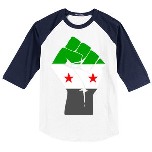 Free Syria Revolution Fist Flag Baseball Sleeve Shirt