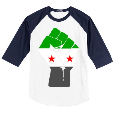 Free Syria Revolution Fist Flag Baseball Sleeve Shirt