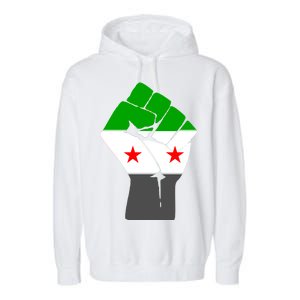 Free Syria Revolution Fist Flag Garment-Dyed Fleece Hoodie