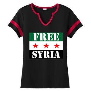 Free Syria Syrian Anti War Protest Strikes Ladies Halftime Notch Neck Tee