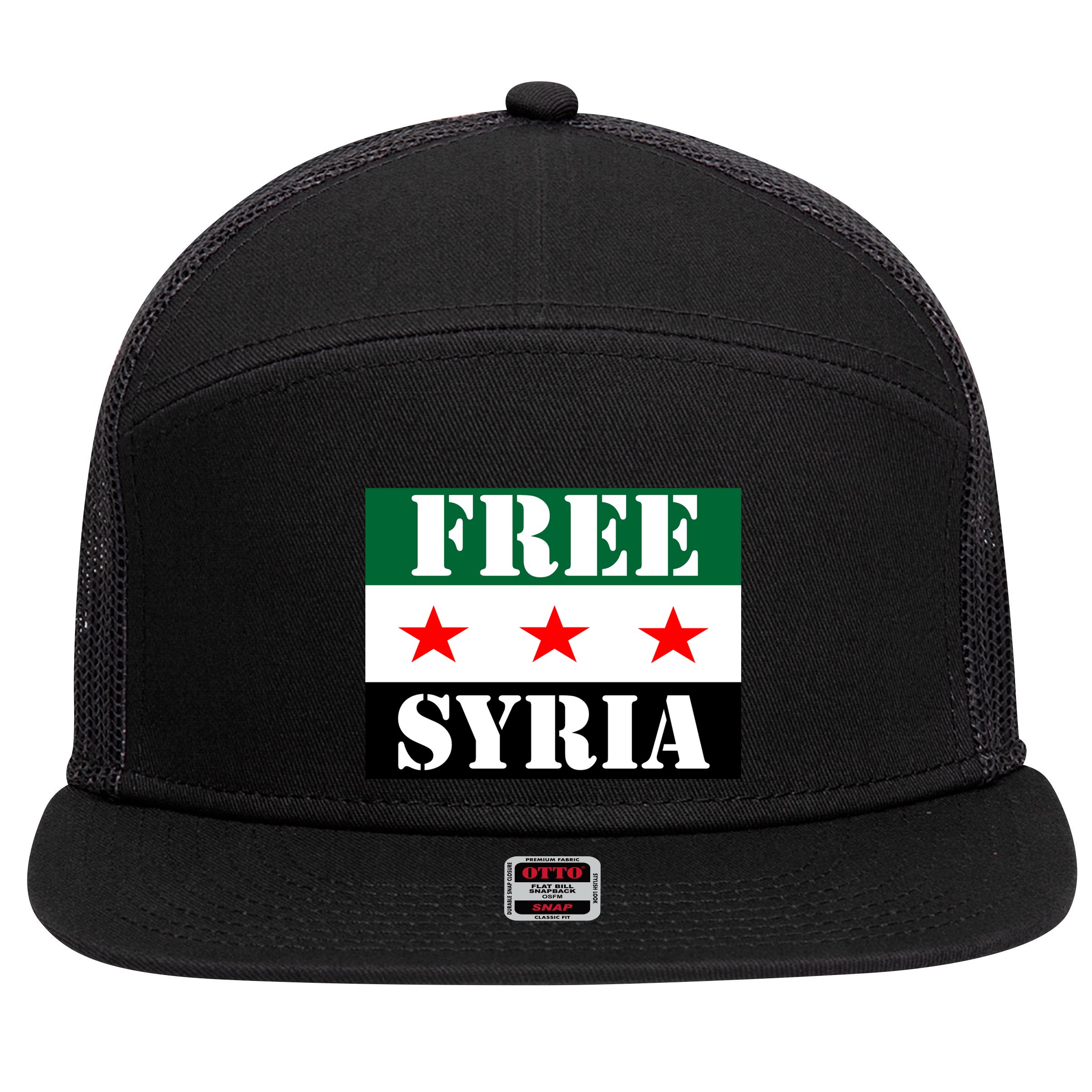 Free Syria Syrian Anti War Protest Strikes 7 Panel Mesh Trucker Snapback Hat
