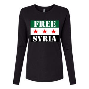 Free Syria Syrian Anti War Protest Strikes Womens Cotton Relaxed Long Sleeve T-Shirt