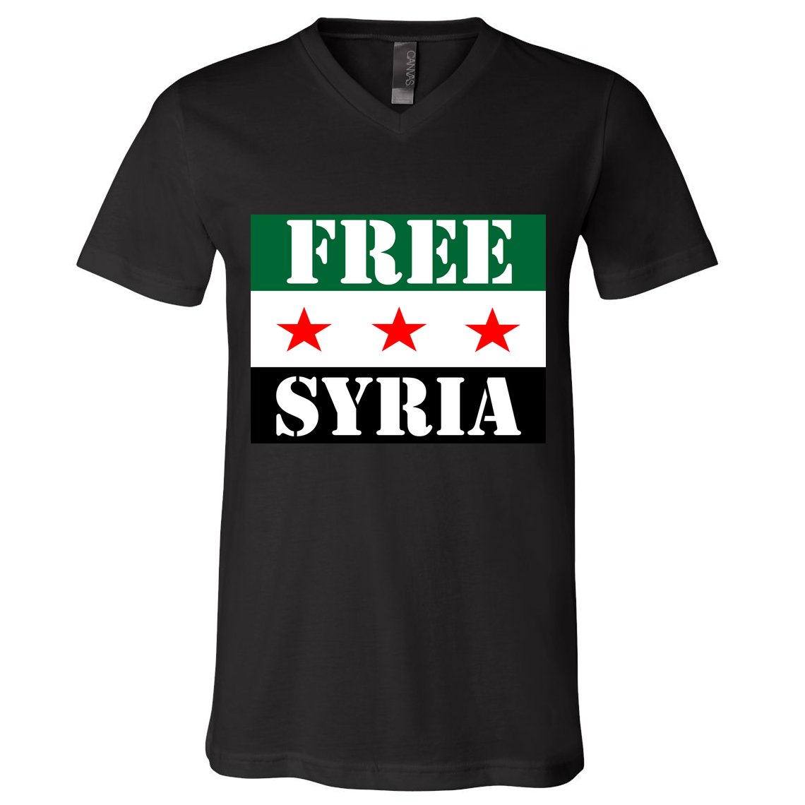 Free Syria Syrian Anti War Protest Strikes V-Neck T-Shirt