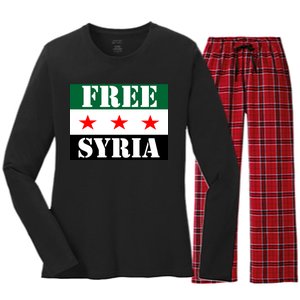 Free Syria Syrian Anti War Protest Strikes Women's Long Sleeve Flannel Pajama Set 