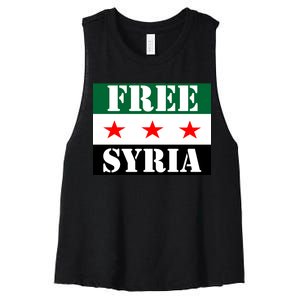 Free Syria Syrian Anti War Protest Strikes Women's Racerback Cropped Tank