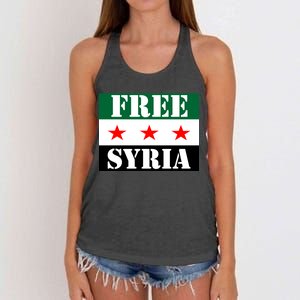 Free Syria Syrian Anti War Protest Strikes Women's Knotted Racerback Tank