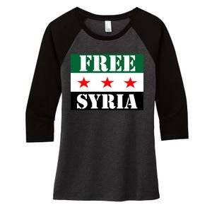 Free Syria Syrian Anti War Protest Strikes Women's Tri-Blend 3/4-Sleeve Raglan Shirt