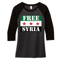 Free Syria Syrian Anti War Protest Strikes Women's Tri-Blend 3/4-Sleeve Raglan Shirt