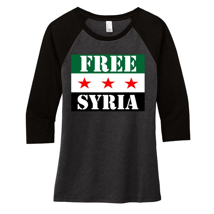 Free Syria Syrian Anti War Protest Strikes Women's Tri-Blend 3/4-Sleeve Raglan Shirt