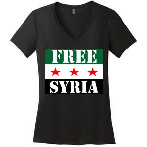 Free Syria Syrian Anti War Protest Strikes Women's V-Neck T-Shirt