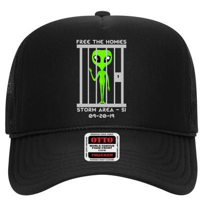 Free The Aliens Storm Area 51 High Crown Mesh Back Trucker Hat