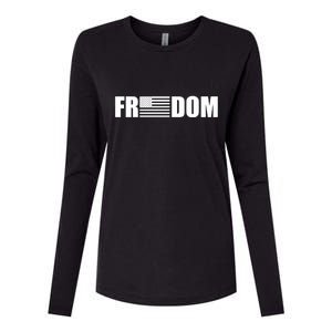 Freedom American Flag Womens Cotton Relaxed Long Sleeve T-Shirt