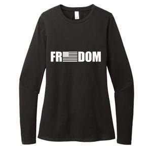 Freedom American Flag Womens CVC Long Sleeve Shirt