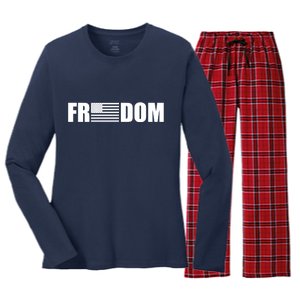 Freedom American Flag Women's Long Sleeve Flannel Pajama Set 