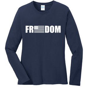 Freedom American Flag Ladies Long Sleeve Shirt