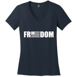 Freedom American Flag Women's V-Neck T-Shirt