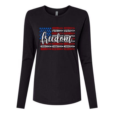 Freedom Bullet USA American Flag Womens Cotton Relaxed Long Sleeve T-Shirt