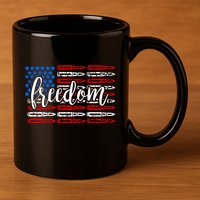 Freedom Bullet USA American Flag 11oz C Handle Ceramic Mug