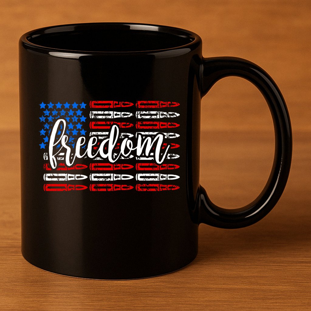 Freedom Bullet USA American Flag 11oz C Handle Ceramic Mug