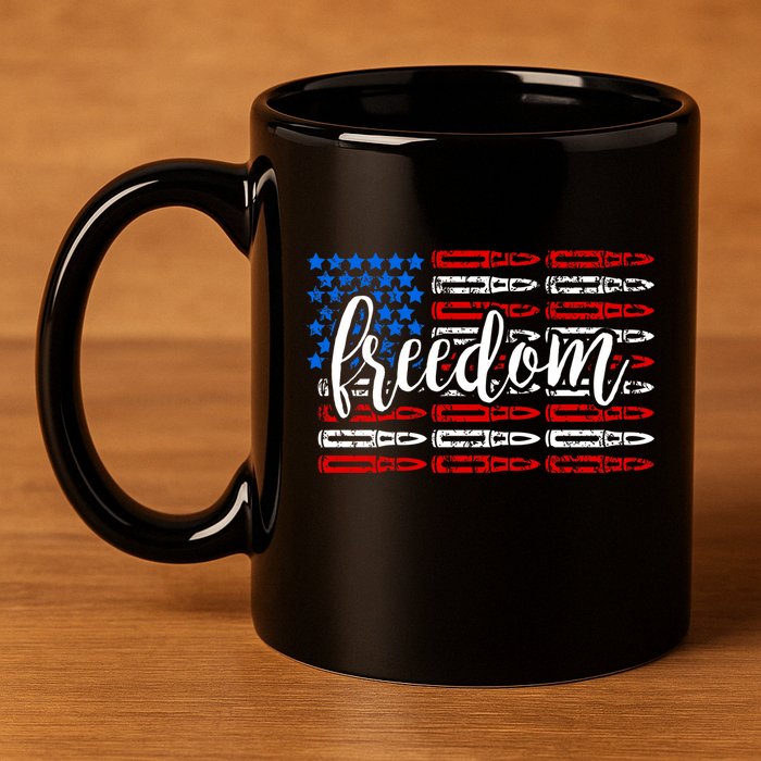 Freedom Bullet USA American Flag 11oz C Handle Ceramic Mug