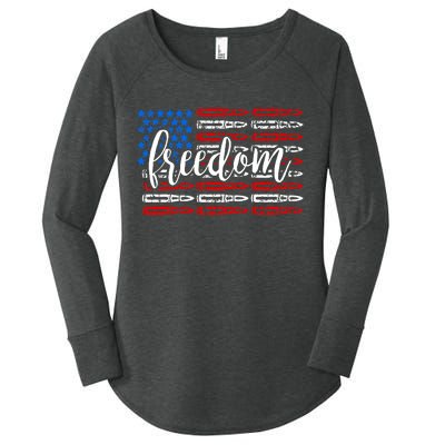 Freedom Bullet USA American Flag Women's Perfect Tri Tunic Long Sleeve Shirt