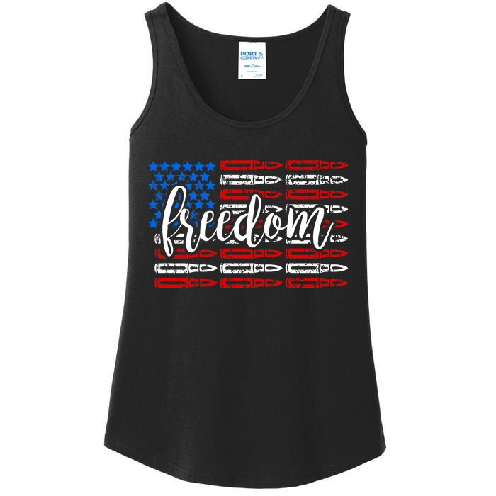 Freedom Bullet USA American Flag Ladies Essential Tank