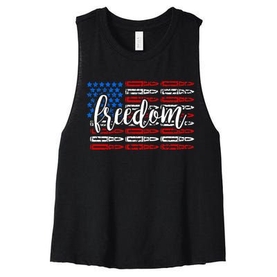 Freedom Bullet USA American Flag Women's Racerback Cropped Tank