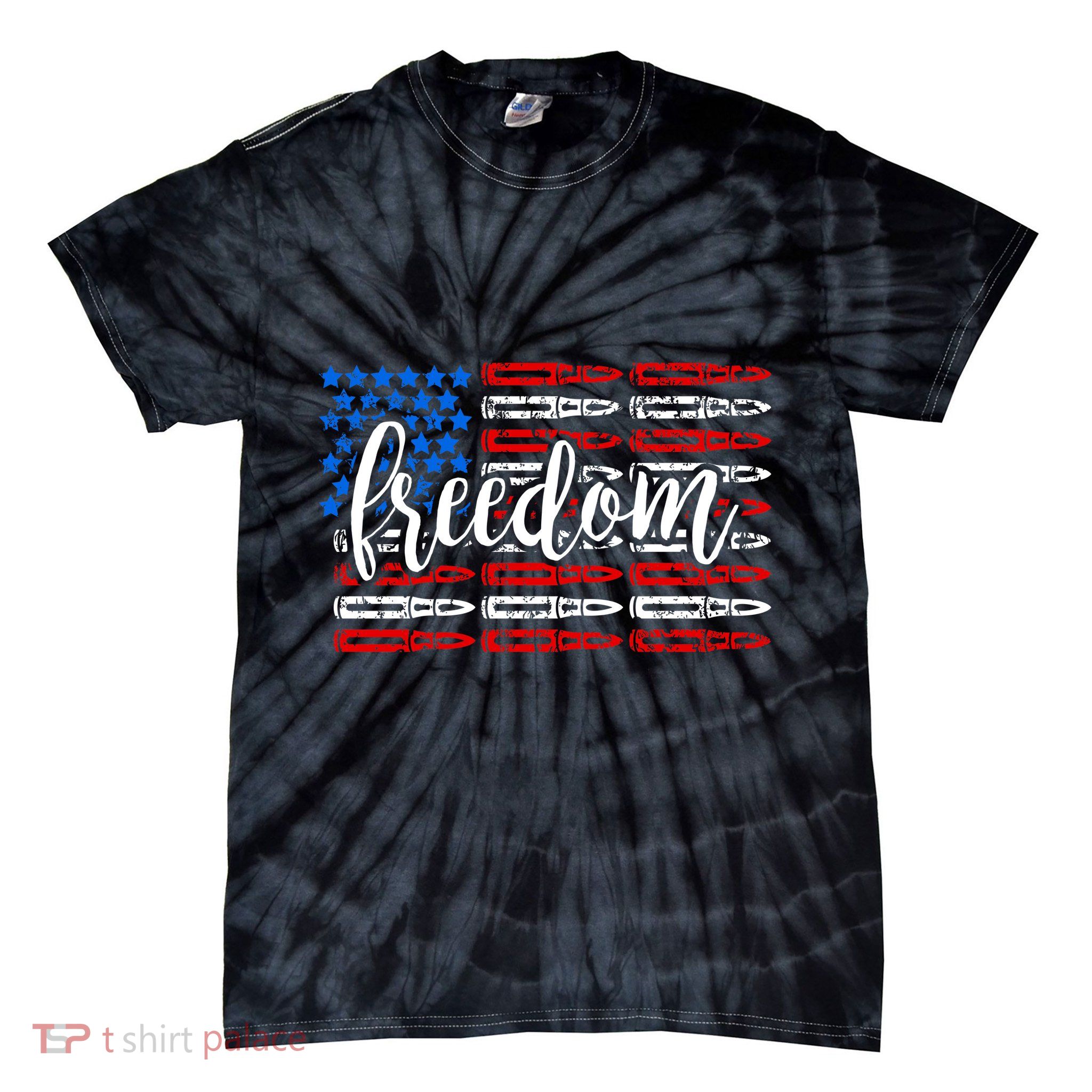 Freedom Bullet USA American Flag Tie-Dye T-Shirt