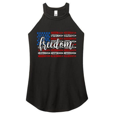 Freedom Bullet USA American Flag Women's Perfect Tri Rocker Tank