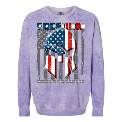 Freedom Come And Take It Gladiator US Flag Colorblast Crewneck Sweatshirt