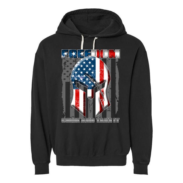 Freedom Come And Take It Gladiator US Flag Garment-Dyed Fleece Hoodie