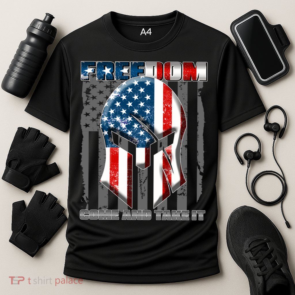 Freedom Come And Take It Gladiator US Flag Performance Shirt