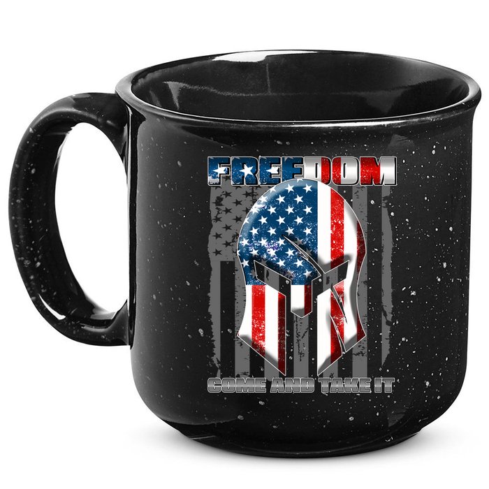 Freedom Come And Take It Gladiator US Flag 15oz Campfire Ceramic Mug