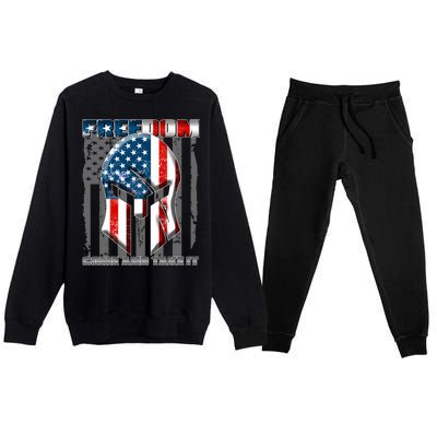 Freedom Come And Take It Gladiator US Flag Premium Crewneck Sweatsuit Set