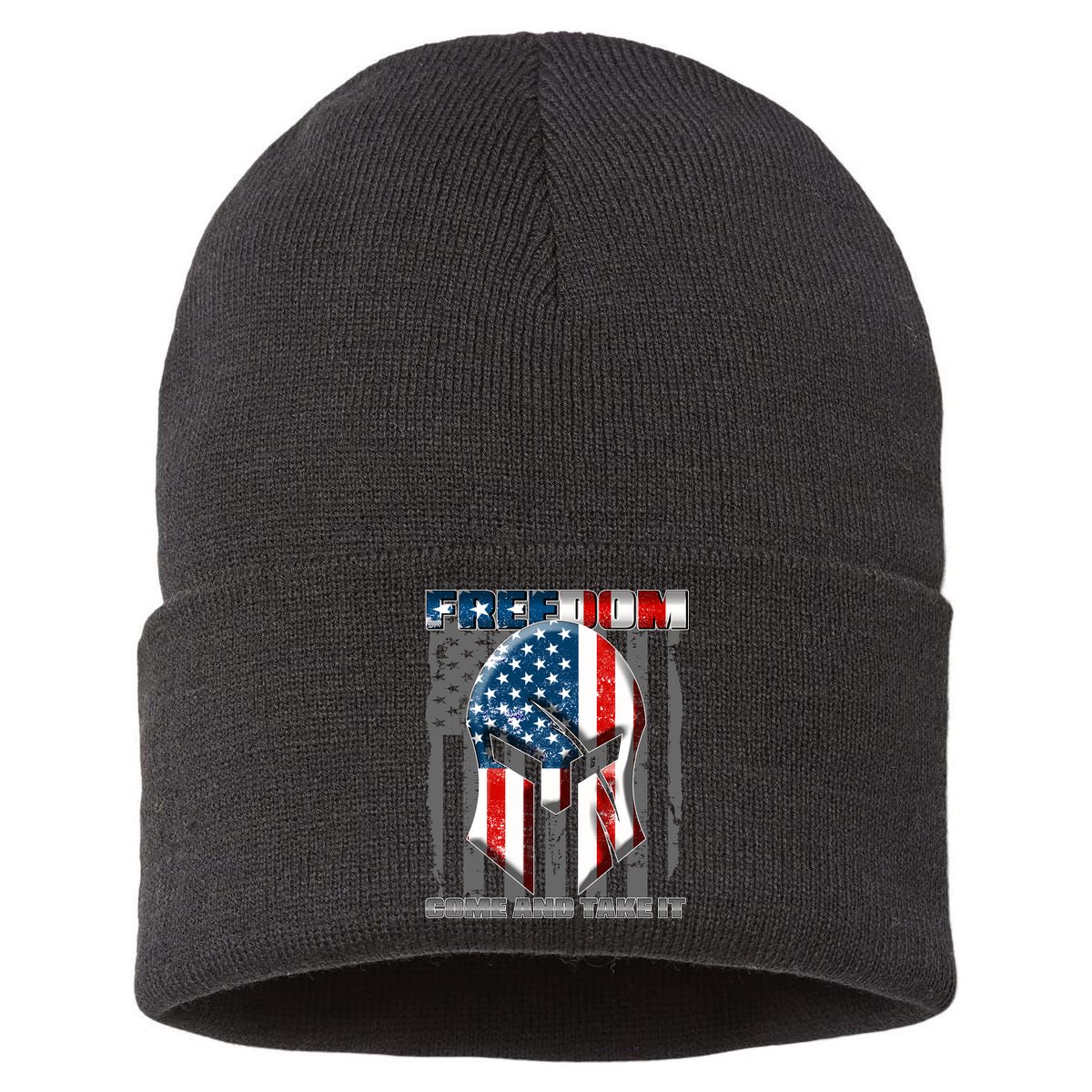 Freedom Come And Take It Gladiator US Flag Sustainable Knit Beanie