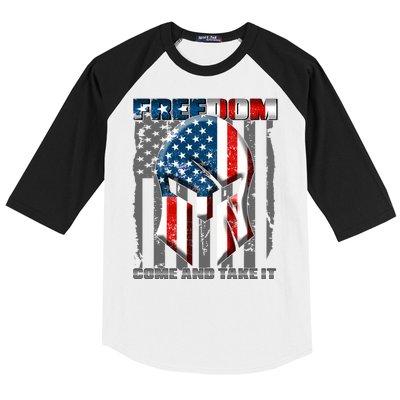 Freedom Come And Take It Gladiator US Flag Baseball Sleeve Shirt