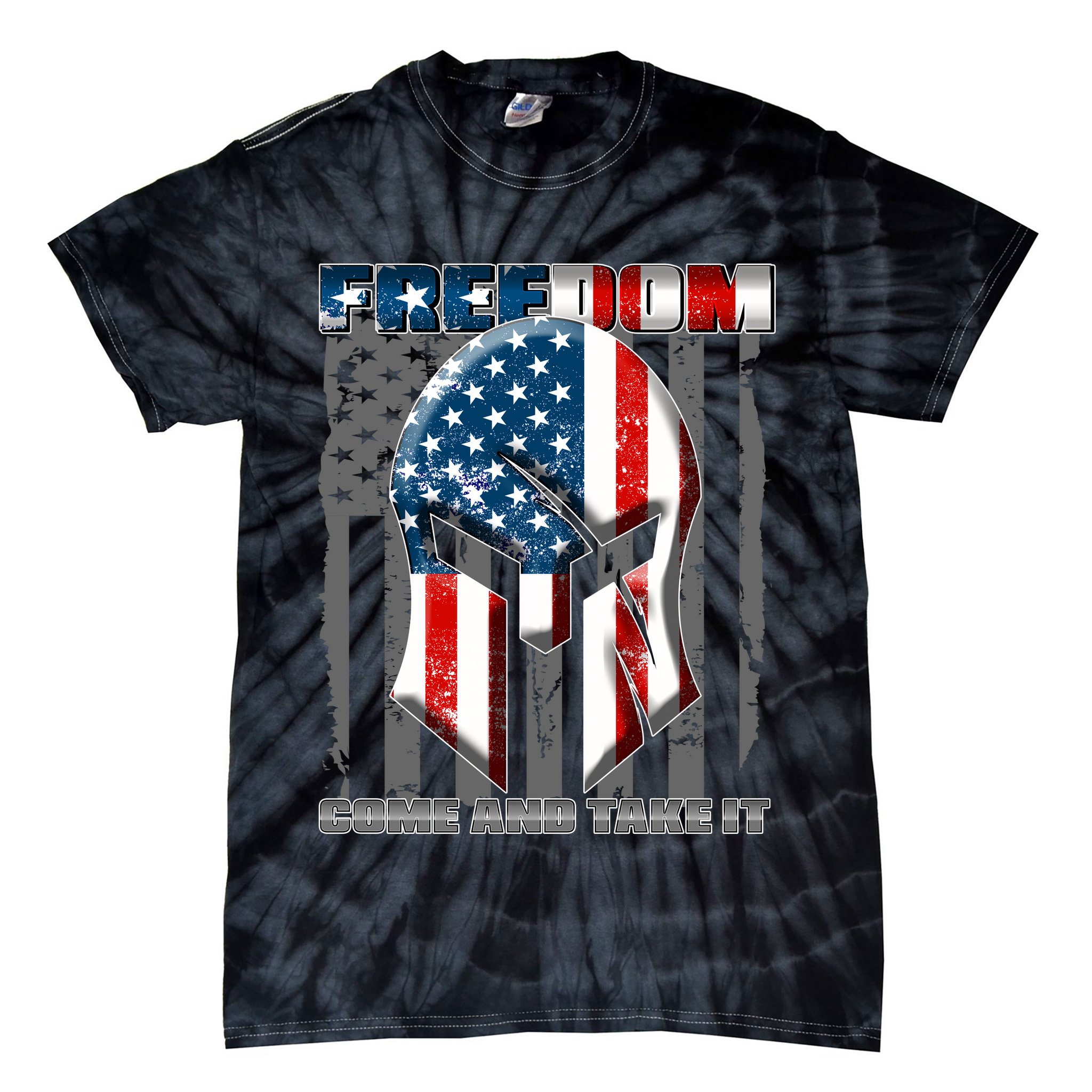 Freedom Come And Take It Gladiator US Flag Tie-Dye T-Shirt