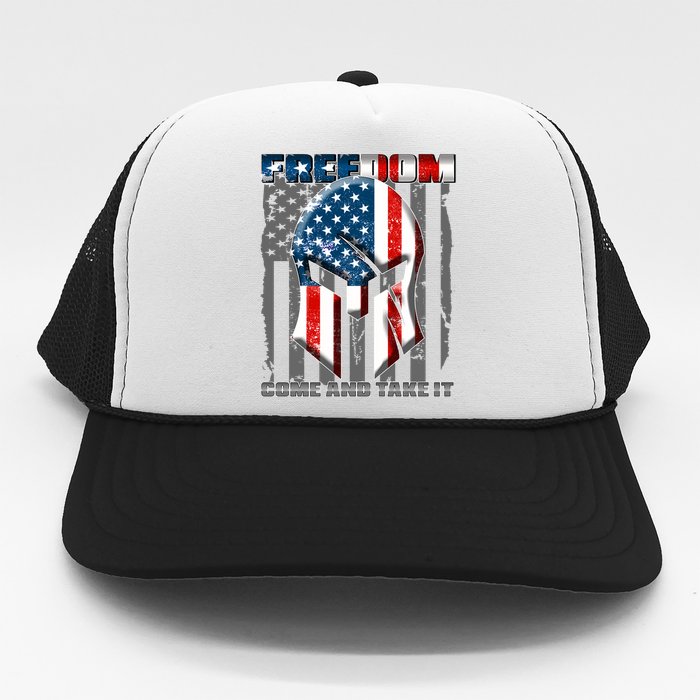 Freedom Come And Take It Gladiator US Flag Trucker Hat