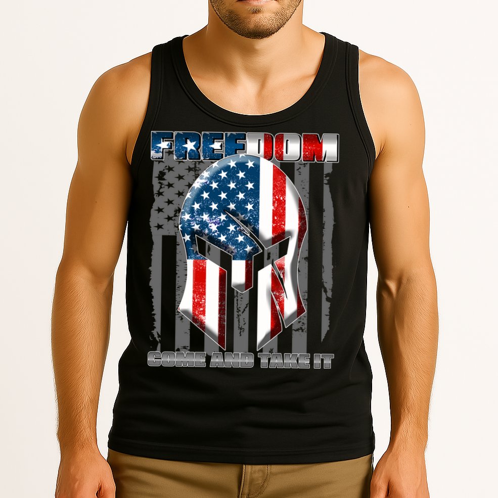 Freedom Come And Take It Gladiator US Flag Tank Top