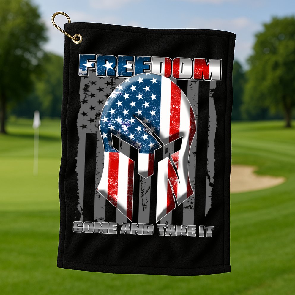 Freedom Come And Take It Gladiator US Flag Golf Towel