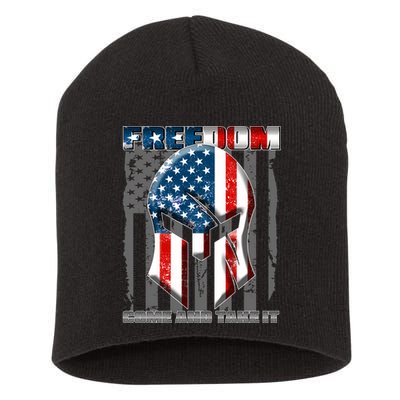 Freedom Come And Take It Gladiator US Flag Short Acrylic Beanie